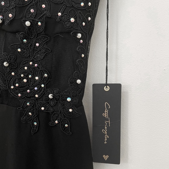 NWT CITY TRIANGLES Black High Slit Formal Gown - Picture 10 of 15